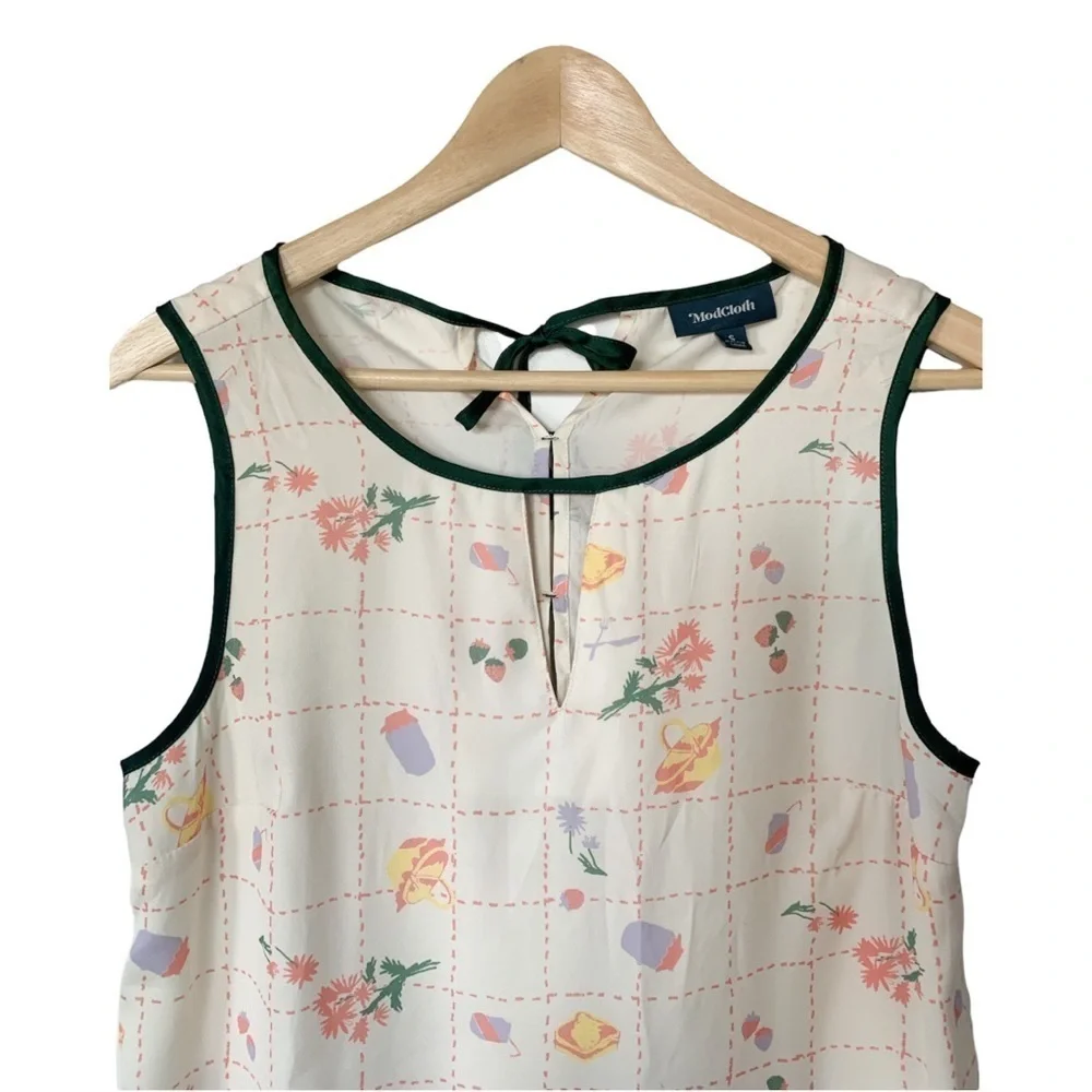 Modcloth Do Right Darling Picnic Sleeveless Top Twee Size Small - Picture 3 of 6